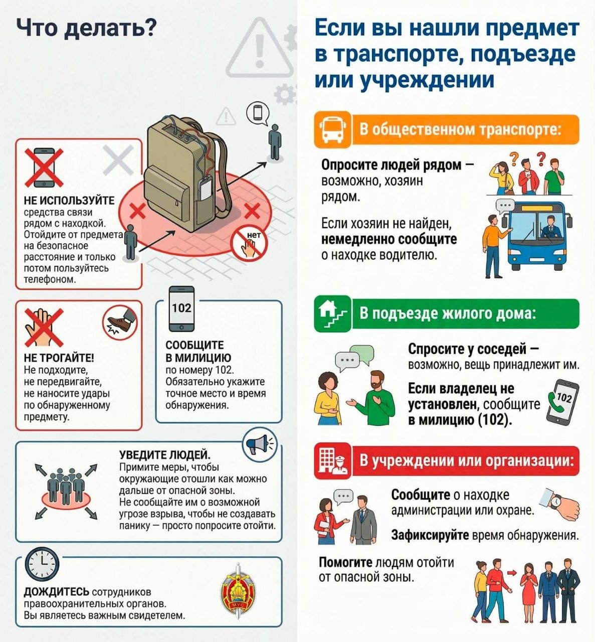 Об алгоритме действий при обнаружении бесхозных предметов
